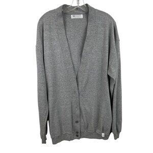 Russell Athletic Gray Long Sleeve Cardigan Sweater Mens Size Large Pockets